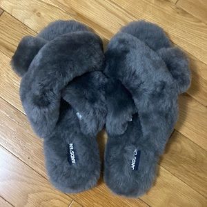 Brand new never worn lands end gray slippers
